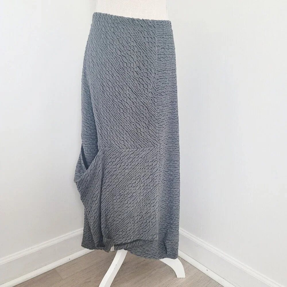 IC By Connie K Lagenlook Grey Abstract Long Maxi Midi Avant Garde Skirt M